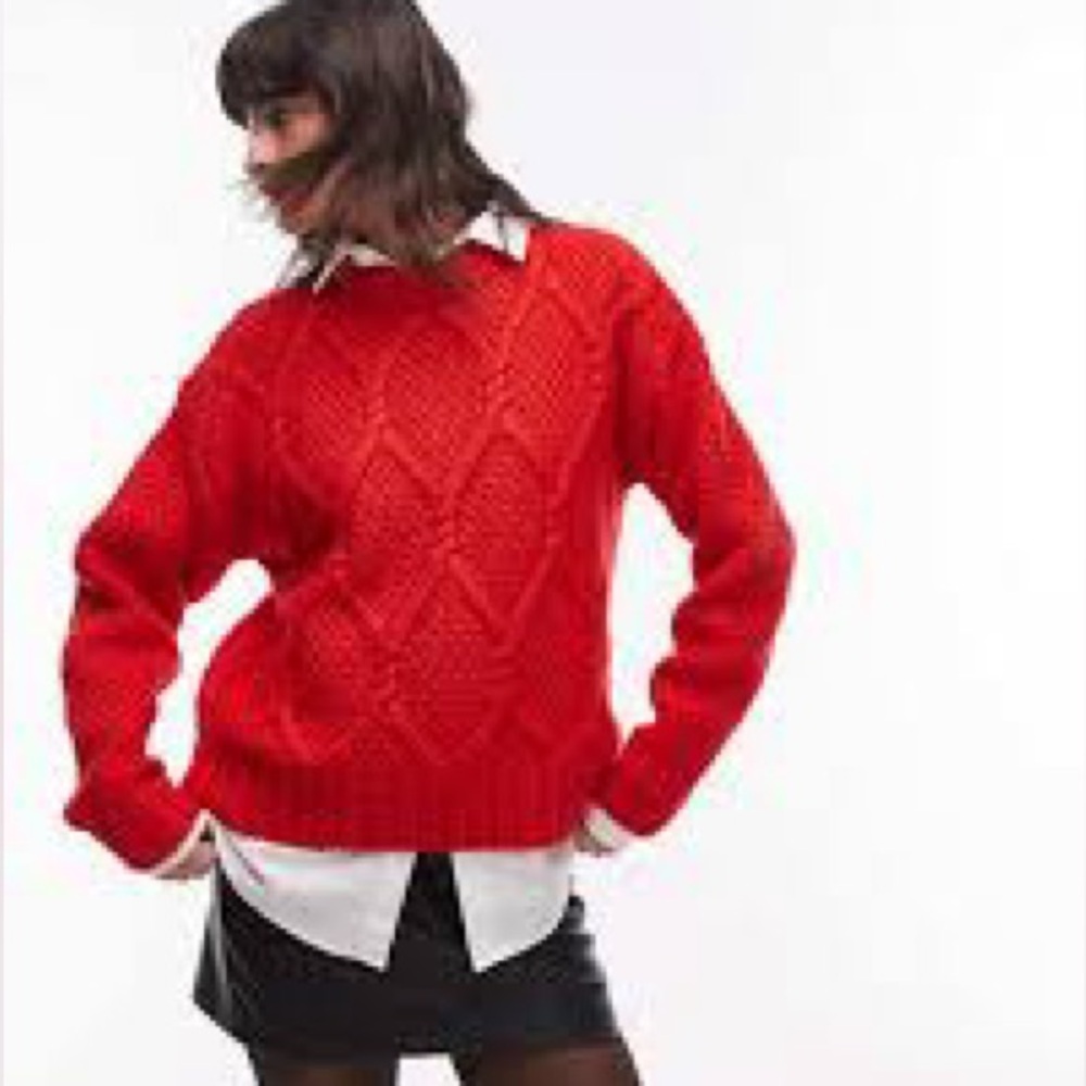 NWT | TOPSHOP Chunky Twist Cable Knit Crew Neck Sweater